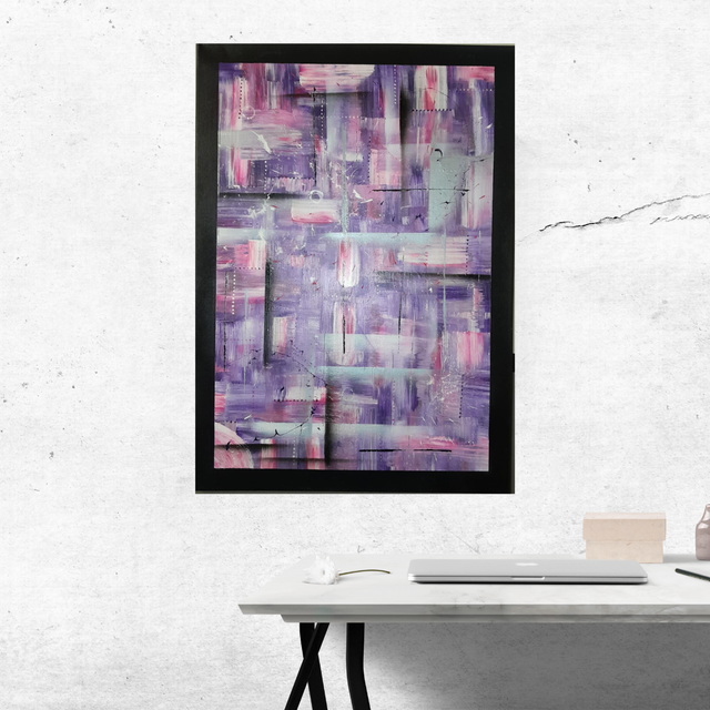 ELECTRIC BLOOM - Tableau abstrait - 50x70 cm