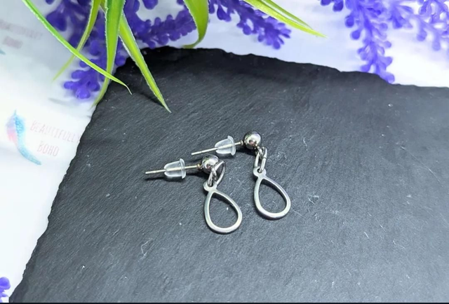 Stainless Steel Teardrop Drop Stud Earrings 