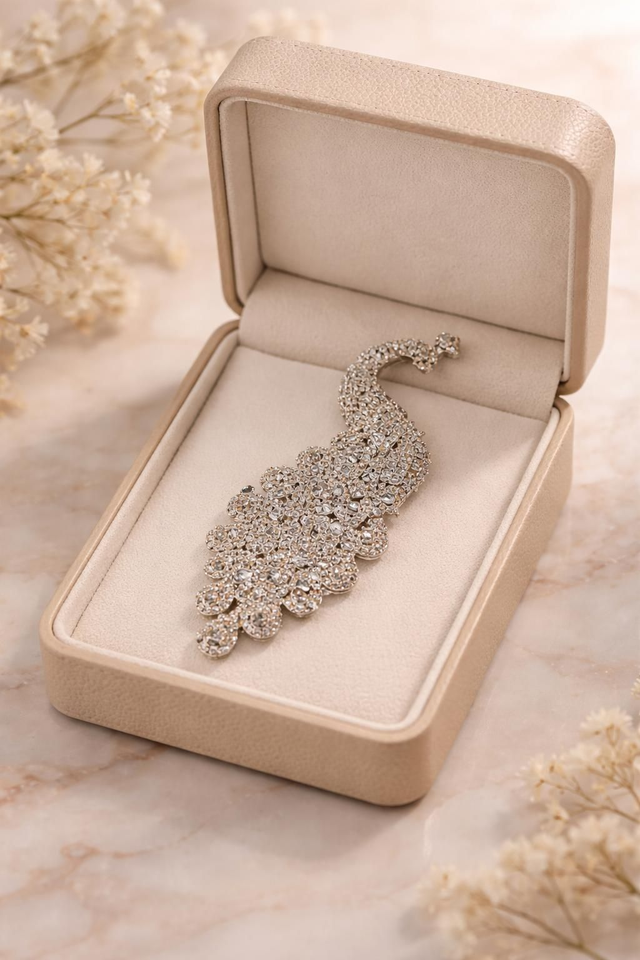 Broche paon - Collection Champagne