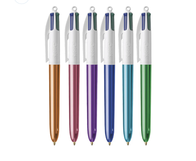 Penna 4 colori bic shine  metallizzata