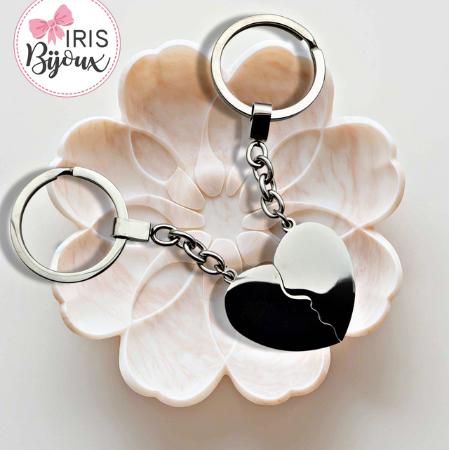 Coppia portachiavi cuori a metà 