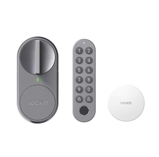 Cerradura inteligente + Teclado dactilar + Puente Wi-Fi Pack Gris 
