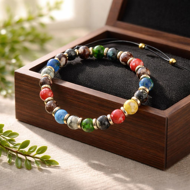 "Tutti frutti" - Bracelet perles de bois réglable 