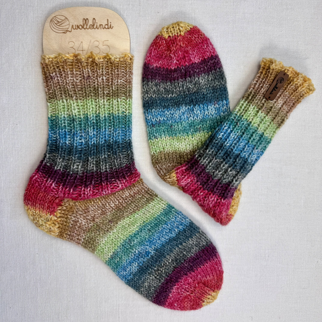Wollsocken handgestrickt, Größe 34/35, warme kratzfreie Wolle für Kinder 