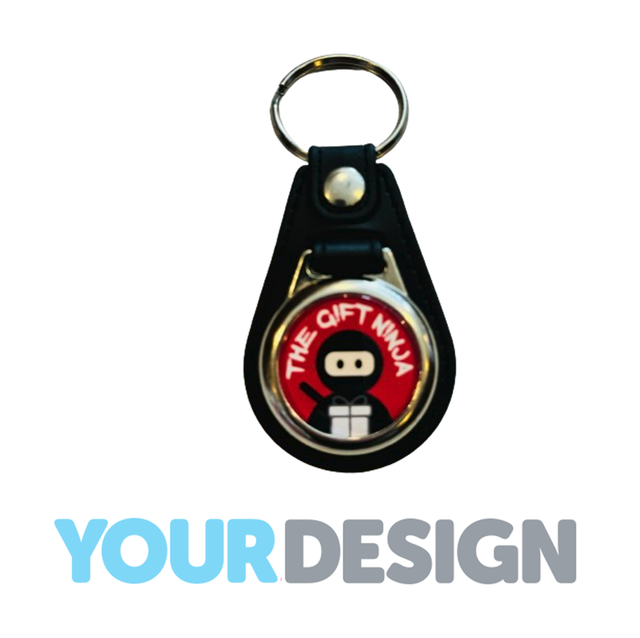 Promotional Keyrings - Faux leather fob - Black