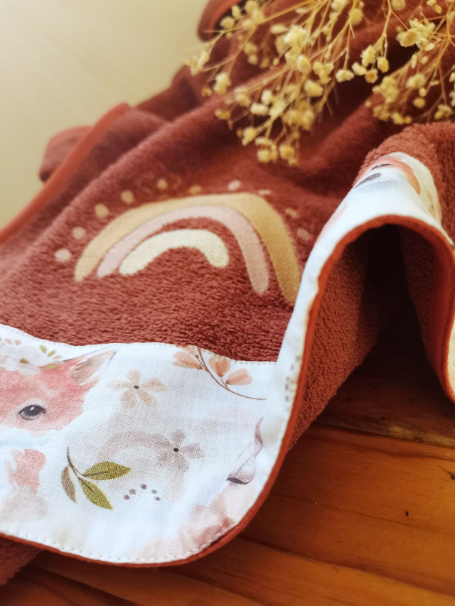 Drap de Douche Moka Terracotta Brodé