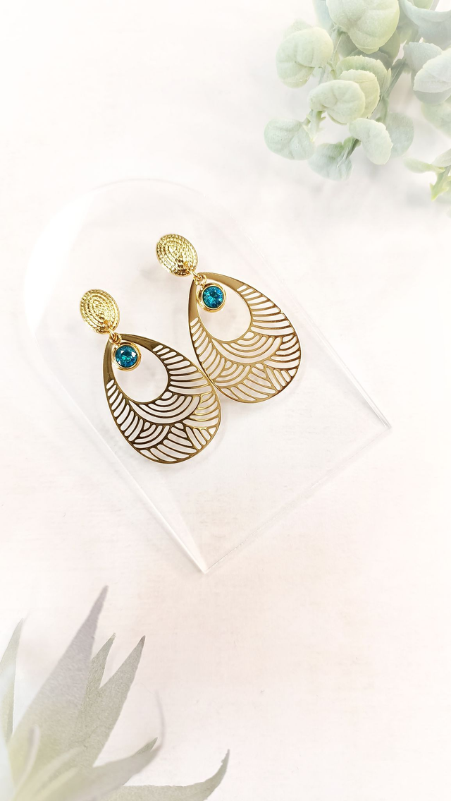 HITOMI - Bleu Azur - Boucles d&#039;oreilles