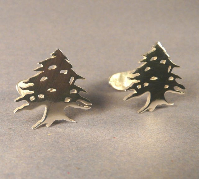 Cedar tree Cufflinks handmade Sterling Silver