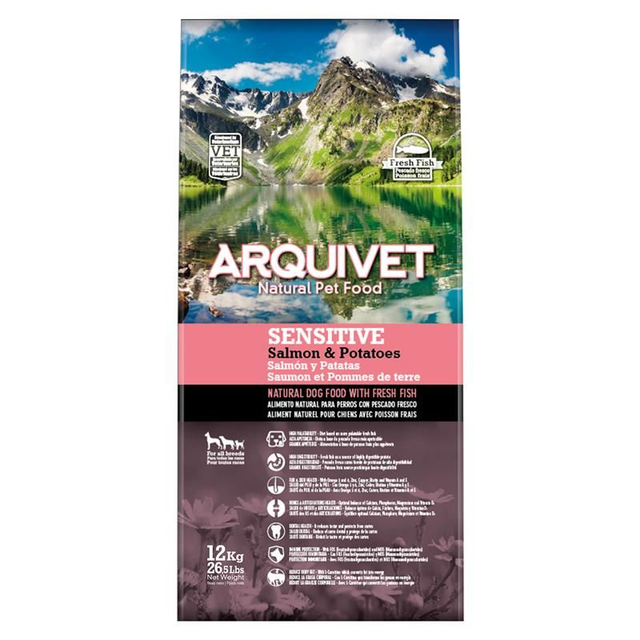 Croquettes pour chiens adultes - Saumon et pommes de terre - 12 Kg - Arquivet / ARQ1036