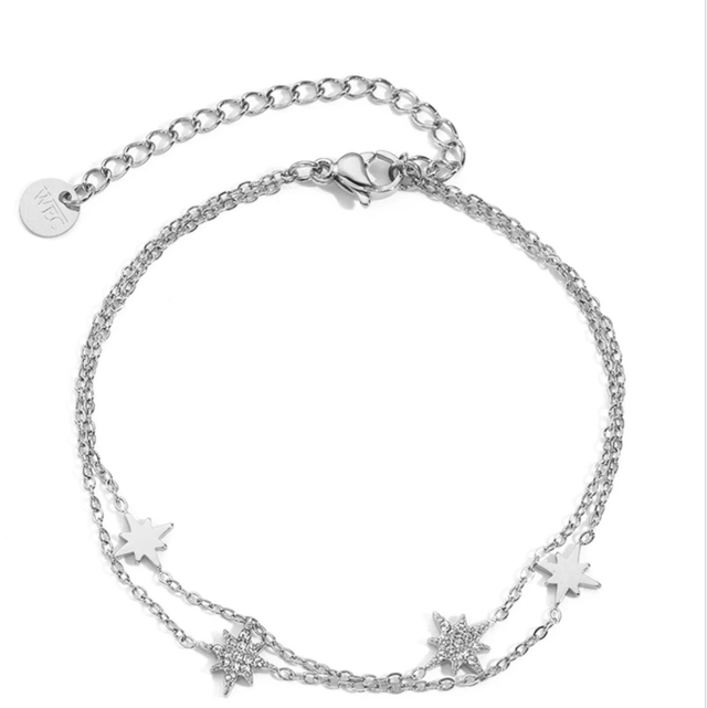 Bracelet chaîne double étoile 