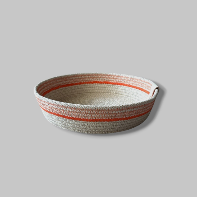 Panier / vide poche rond bi-color avec bordure zigzag