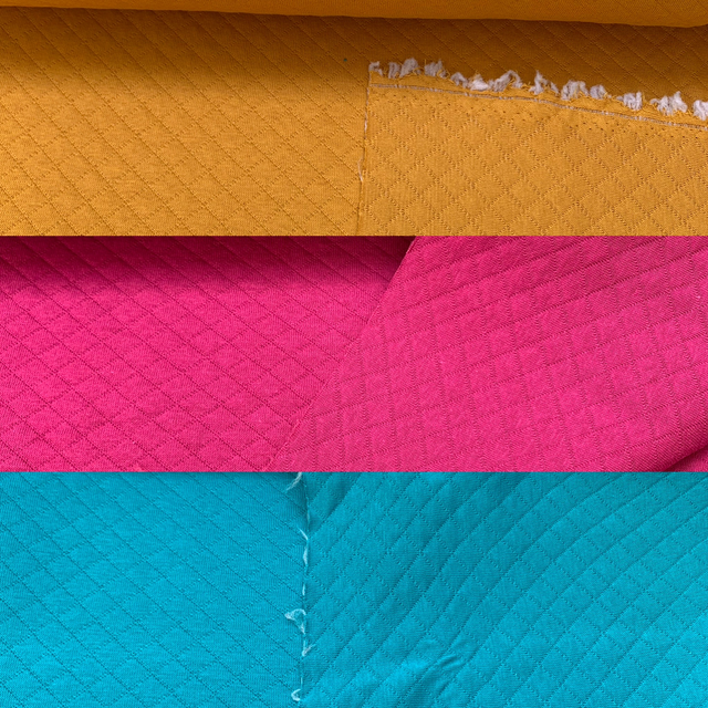 Mustard/Berry/Teal Quilt Effect Sweatshirting