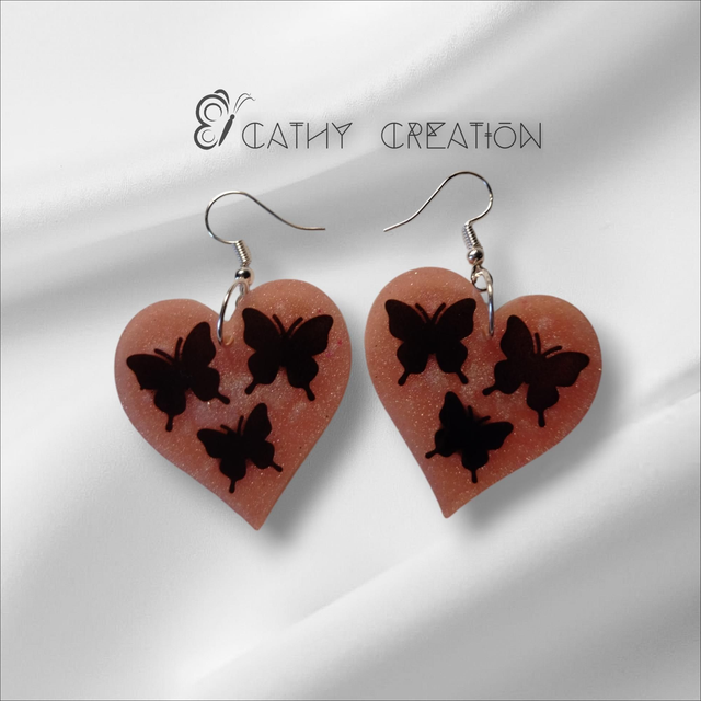 Boucles d'oreilles rose et papillons