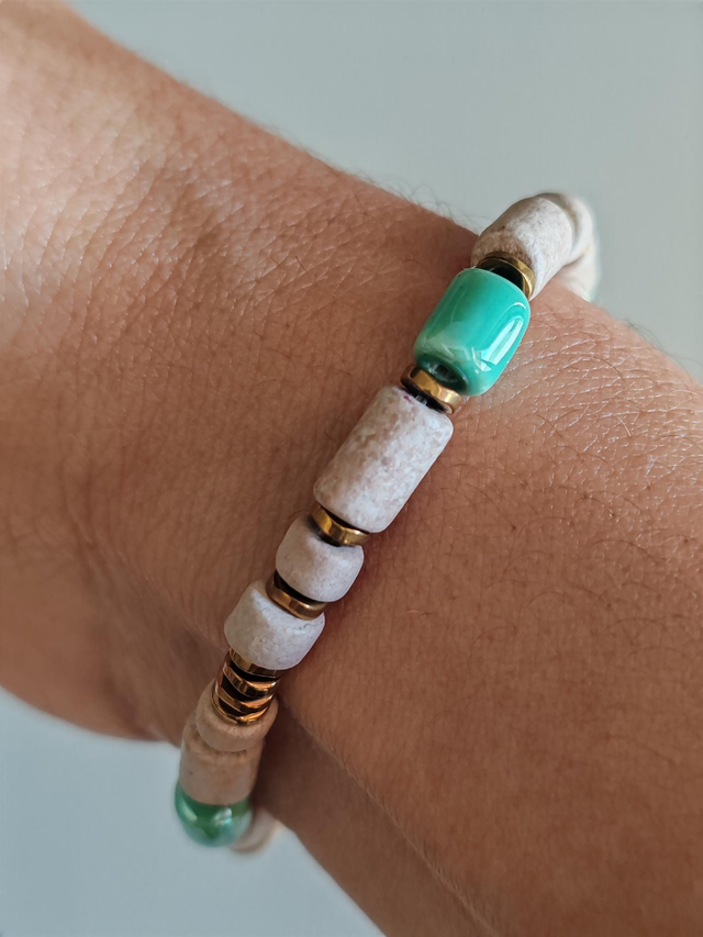 Antik Faroa - Bracelet Greige & Turquoise
