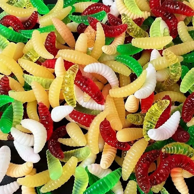  Vers de pain souples appâts d&#039;asticot multicolore pour poissons  50 pcs 