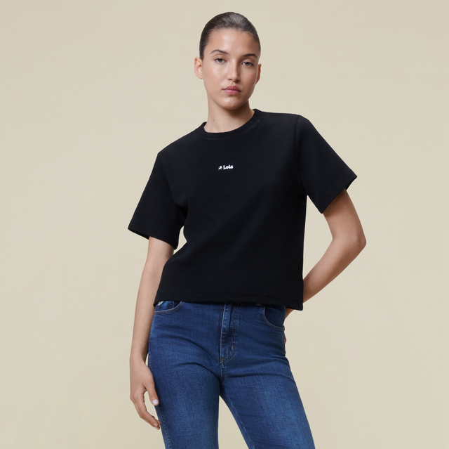 Lois Jeans Cherry Tee Black White logo