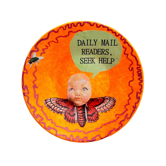 Orange Upcycled Trinket Dish - "Daily Mail Readers, Seek Help" by House of Frisson