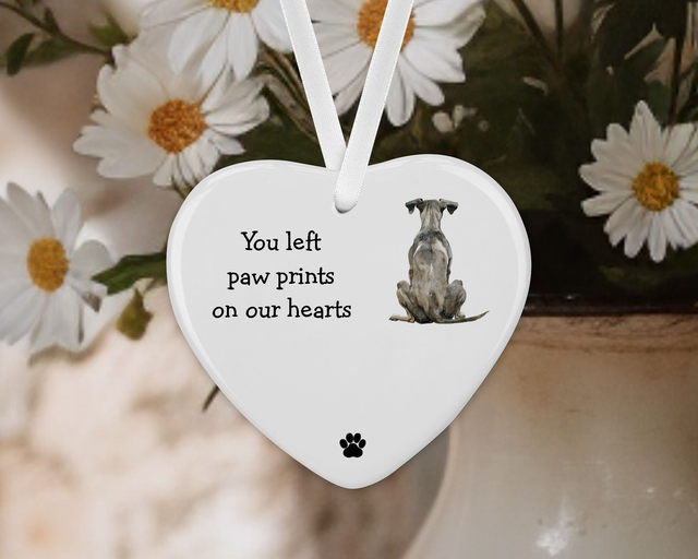 "Greyhound"  Personalised Pet Memorial Ceramic Heart  
