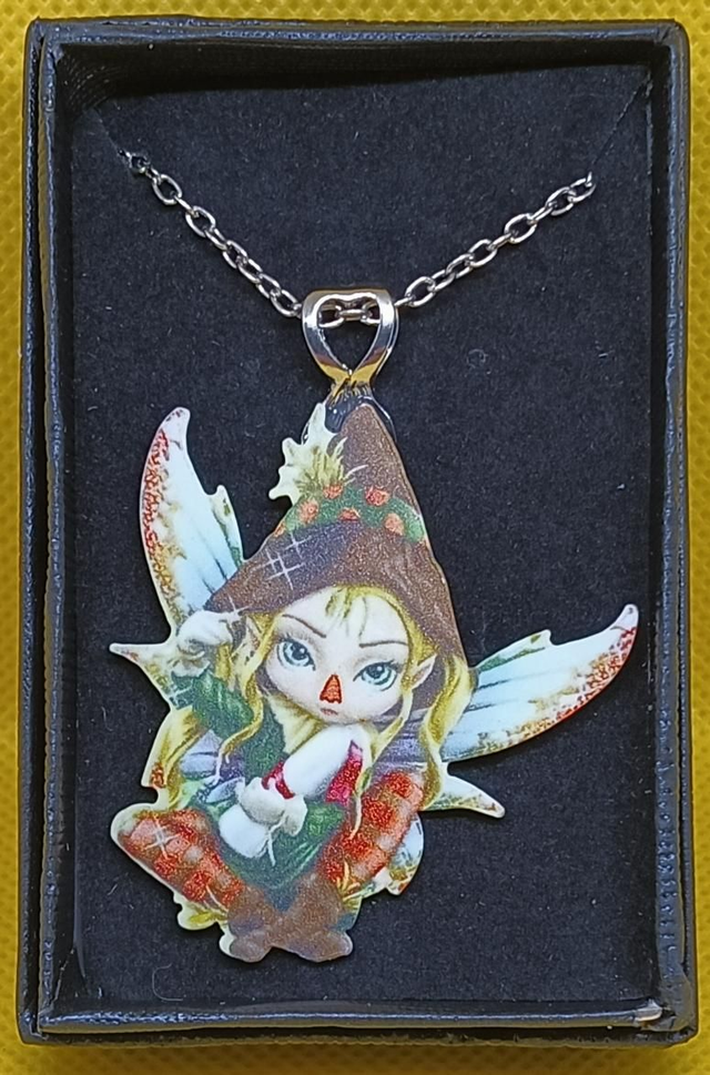 Plastic Scarecrow Fairy Pendant Necklace.