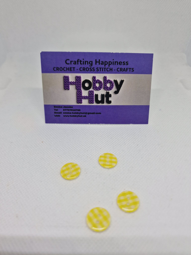Gingham Buttons - Bright Yellow