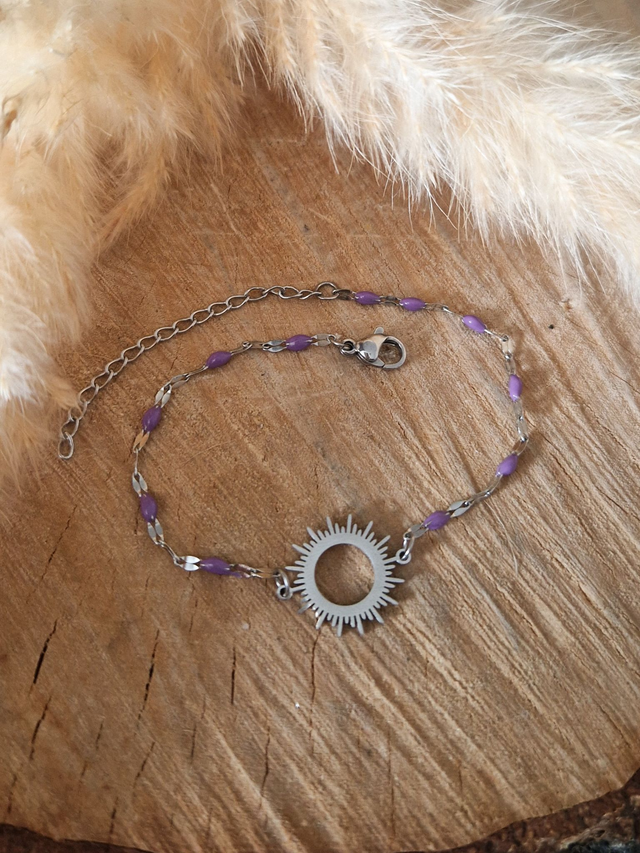Bracelet "Soleil" - Modèle argenté et violet