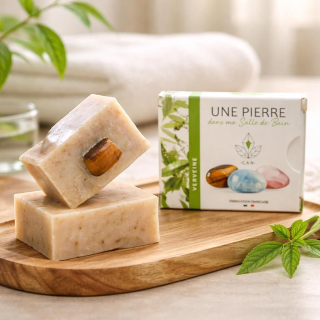 "Verveine" - Savon 140 gr + 1 pierre roulée 
