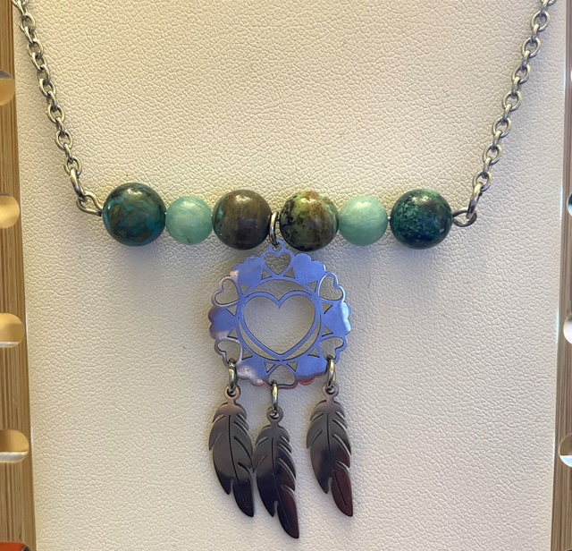 Collier Azurite 8 mm et Amazonite 6 mm