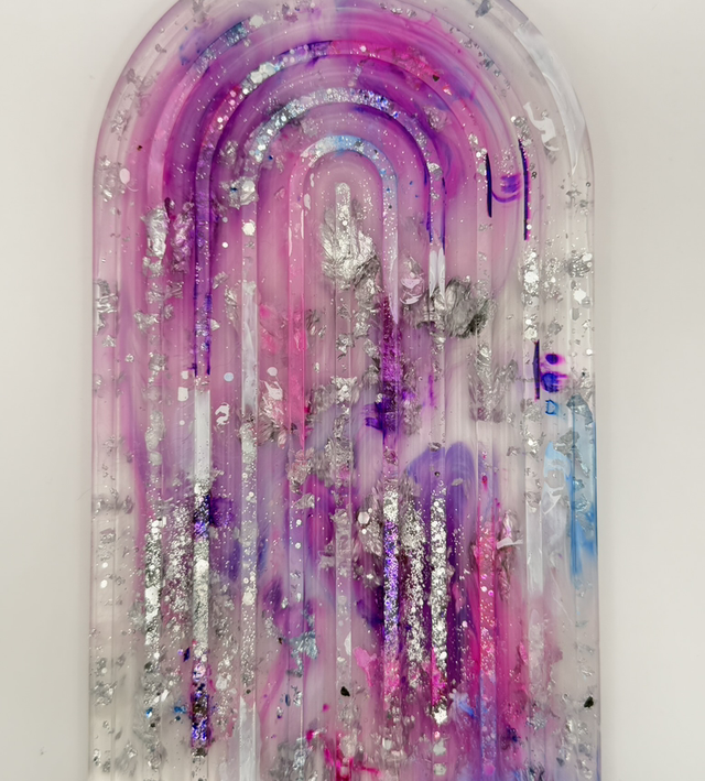 Plateau arc en ciel en résine 