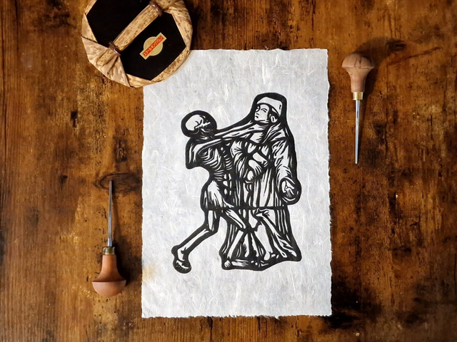 Linogravure - La Danse Macabre