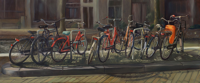 Amsterdam - Rowery, 50x120 olej płótno 2021