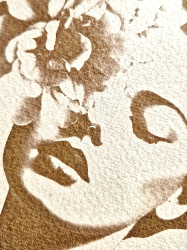 Cyanotype encadré - Femme vintage - Illustration "Ambre"