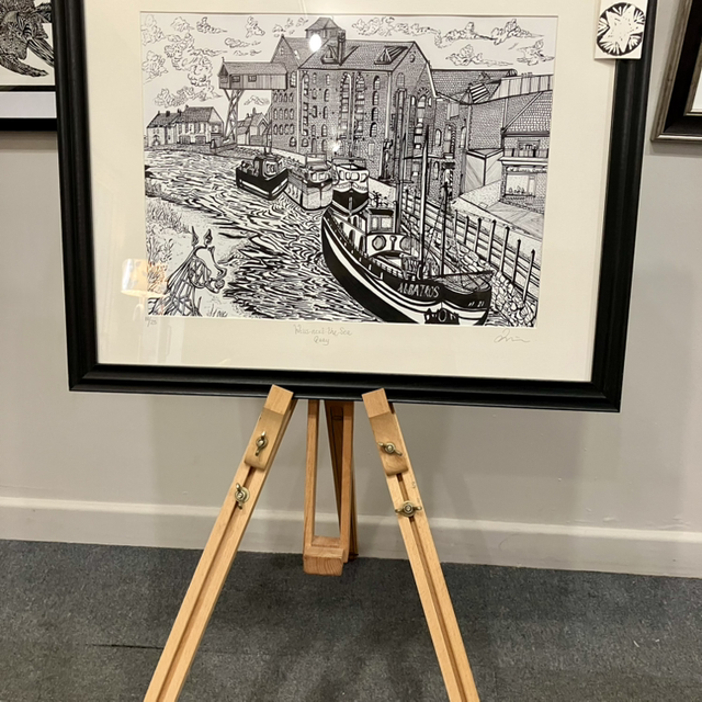 Wells-next-the-sea, Quay Norfolk Giclée Fine Art sketched Limited edition framed Print (1)