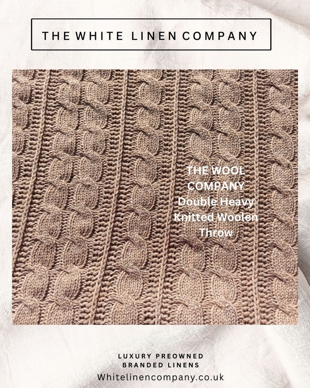 Beige Knitted Throw - The Wool Company 100% Wool