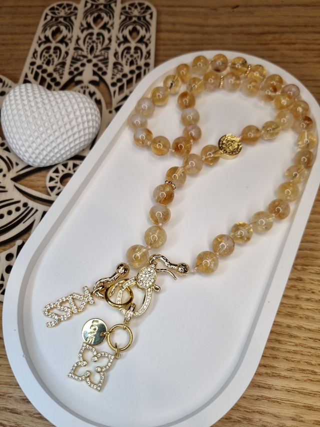 Kette ILVIE GEMS - Citrin "kiss" - handgeknotet