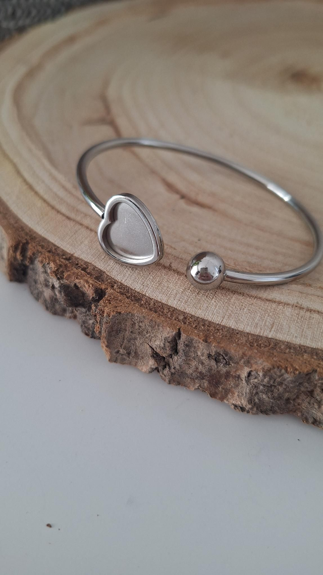 Bracelet Jonc Cœur Argenté Personnalisable 