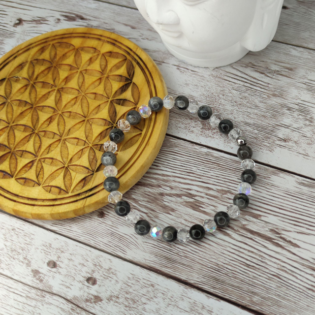 Bracelet &quot;Labradorite et cristal&quot;