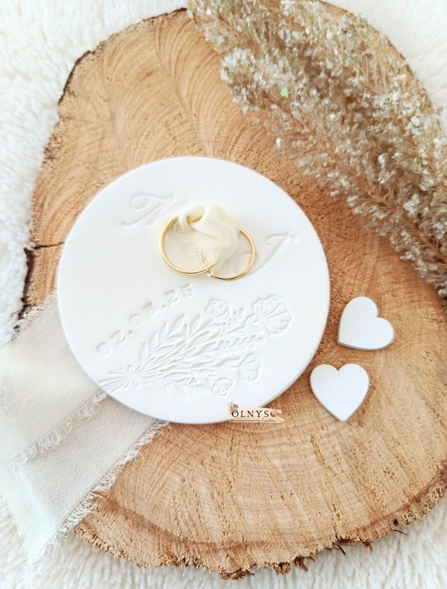 Coupelle porte alliances en argile / Mariage