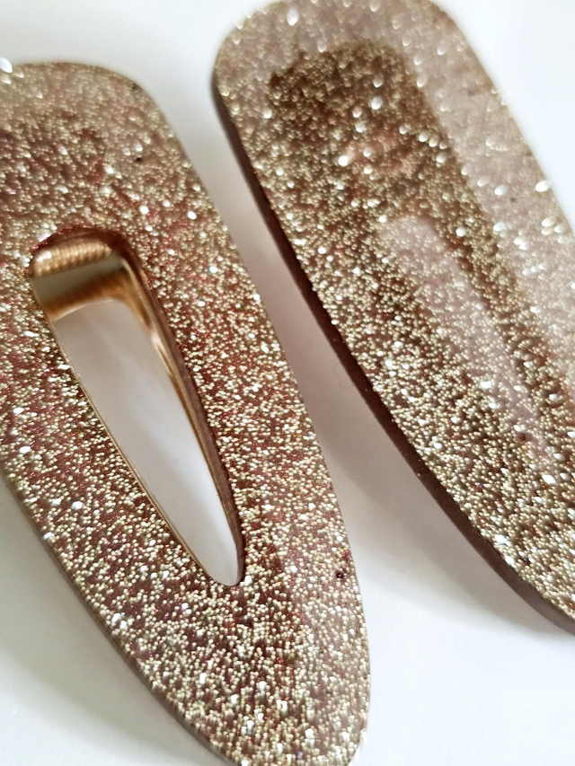 DUO BARRETTES MARRONS A PAILLETTES