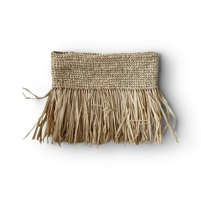 Pochette en raphia beige | Raffia Straw Clutch - Beige