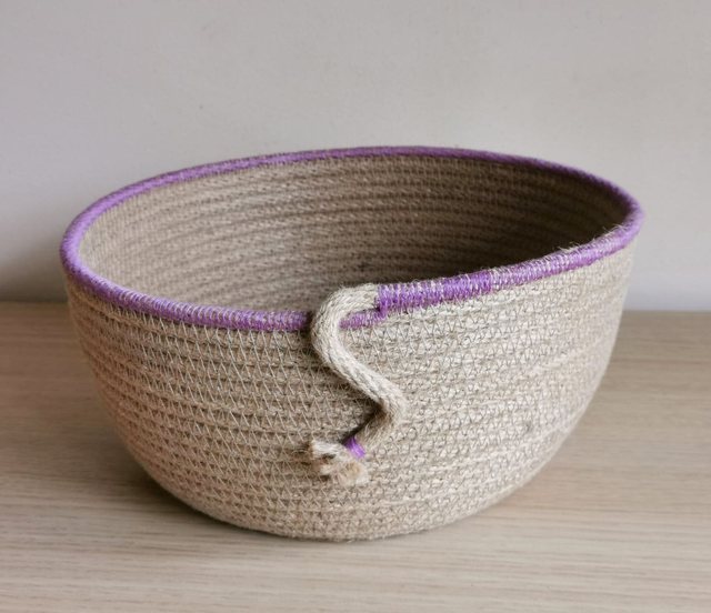 SOLD - Purple Stitched Rope Bowl