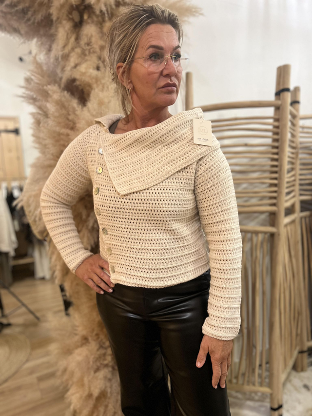 Zara Off Shoulder Trui Beige One Size