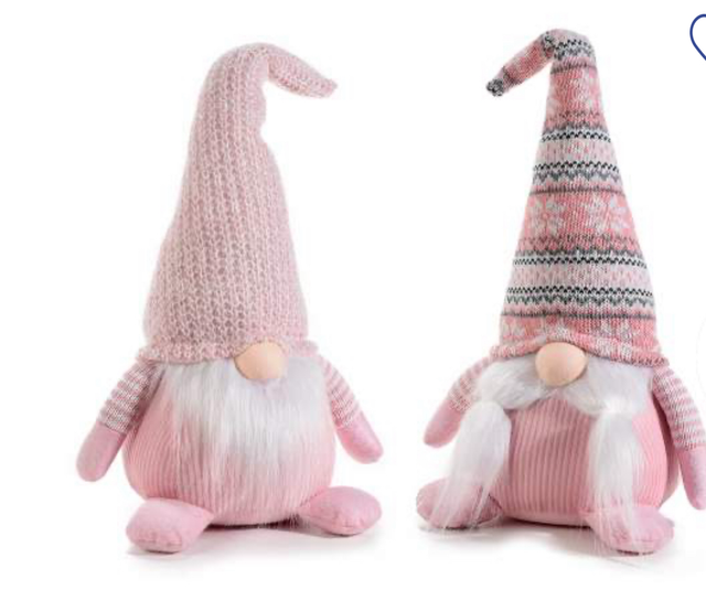 Babbo e Mamma Natale in stoffa rosa con cappello modellabile