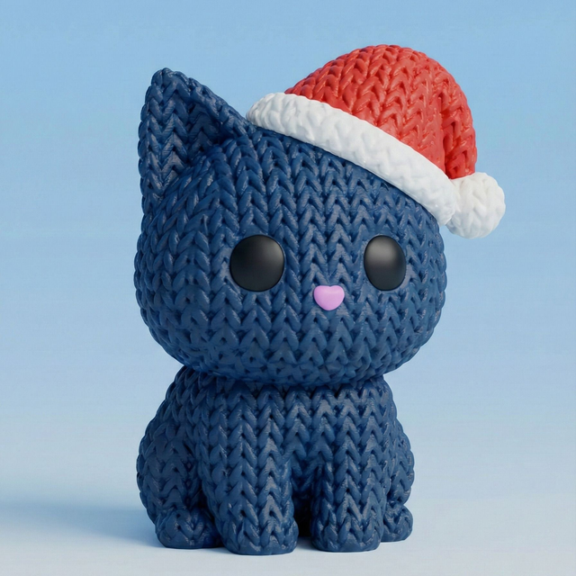 Chat tricoté de Noël