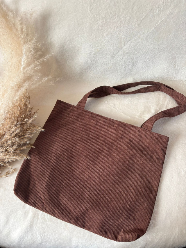 Tote bag en velours côtelé Marron