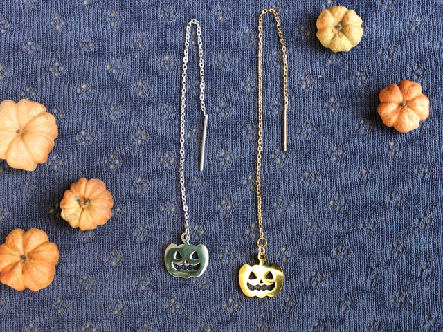 Kürbisgesicht Durchzieh-Ohrringe gold/silber [OR0041/42]