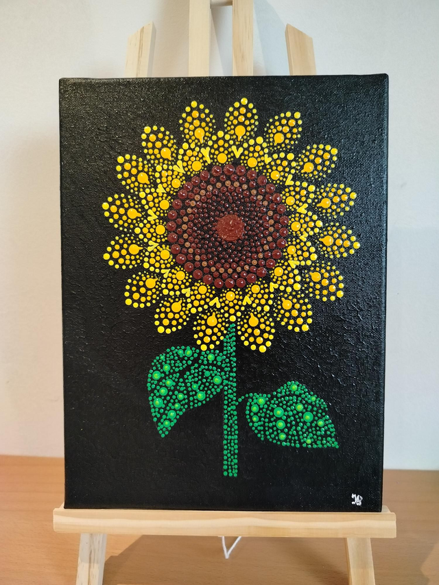 Tableau tournesol dot painting 