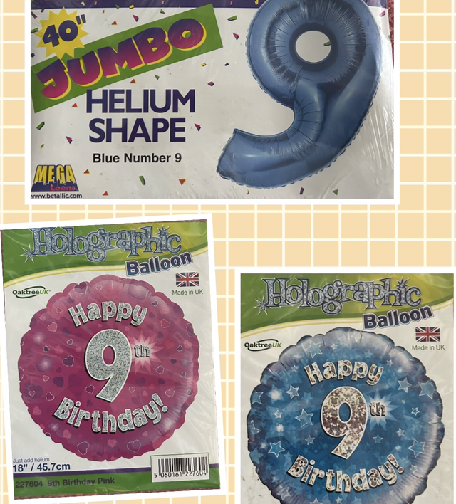 Helium Balloon - Happy 9th Birthday - Pink - Small Round - PS040