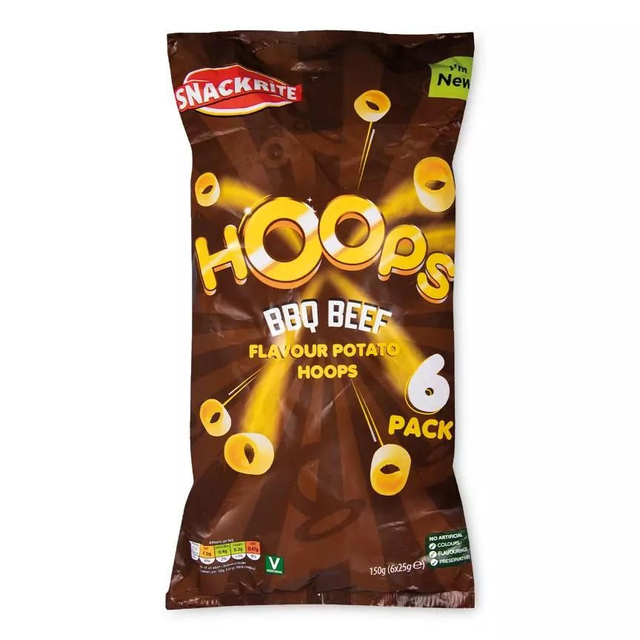 Snackrite Hoops BBQ Beef 25g 12 Packs 