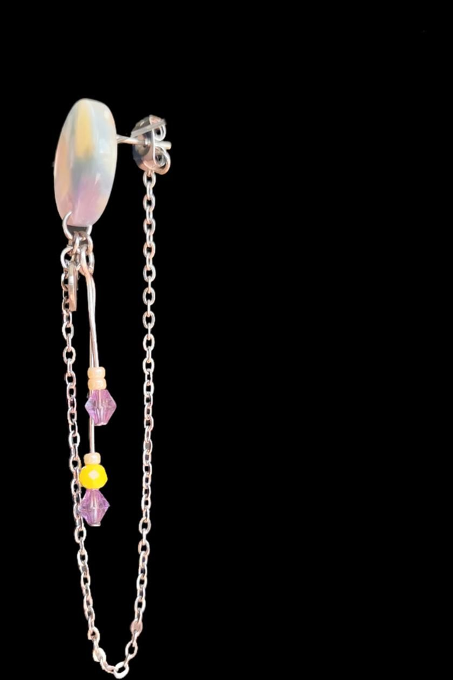 Boucles d'oreilles Puces Multicolores Bleues