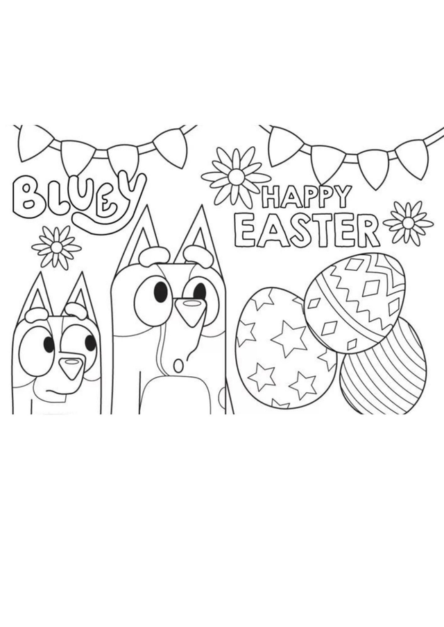 Bluey Easter Sketched Canvas 